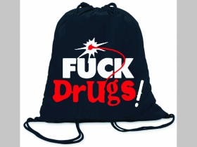 Fuck Drugs ľahké sťahovacie vrecko ( batôžtek / vak ) s čiernou šnúrkou, 100% bavlna 100 g/m2, rozmery cca. 37 x 41 cm